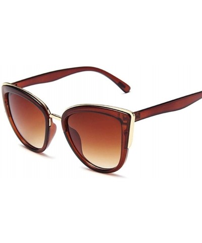 Cat Eye Black Cat Eye Sunglasses Women Retro Female Sun Glasses Female UV400 - Brown - CT198Y47N8T $10.77