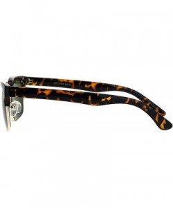 Rectangular Mens Classic Rectangular Narrow Half Horn Rim Mod Hipster Sunglasses - Tortoise Gold Green - CM18HIWIOCK $10.67