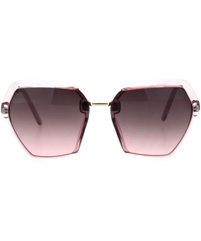 Butterfly Womens Exposed Lens Mod Octagonal Butterfly Designer Style Sunglasses - Pink Pink Smoke - CP18I62T49X $23.85