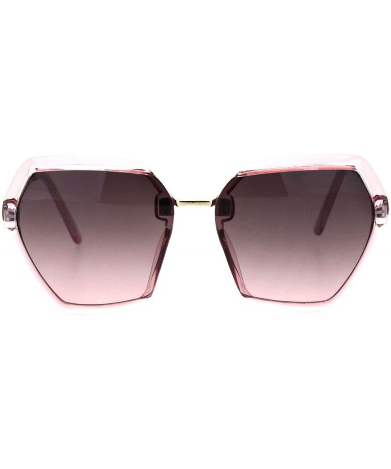 Butterfly Womens Exposed Lens Mod Octagonal Butterfly Designer Style Sunglasses - Pink Pink Smoke - CP18I62T49X $10.98