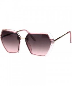 Butterfly Womens Exposed Lens Mod Octagonal Butterfly Designer Style Sunglasses - Pink Pink Smoke - CP18I62T49X $10.98