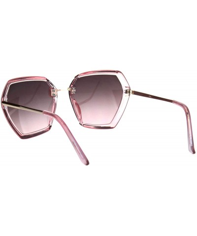 Butterfly Womens Exposed Lens Mod Octagonal Butterfly Designer Style Sunglasses - Pink Pink Smoke - CP18I62T49X $10.98