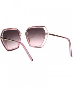 Butterfly Womens Exposed Lens Mod Octagonal Butterfly Designer Style Sunglasses - Pink Pink Smoke - CP18I62T49X $10.98