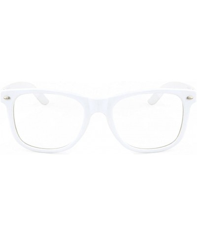 Wayfarer 80s Retro Eyeglasses Non Prescription Glasses Clear Lens (WHITE - clear) - CU11F55NQFN $8.04