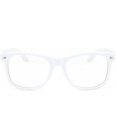 Wayfarer 80s Retro Eyeglasses Non Prescription Glasses Clear Lens (WHITE - clear) - CU11F55NQFN $8.04