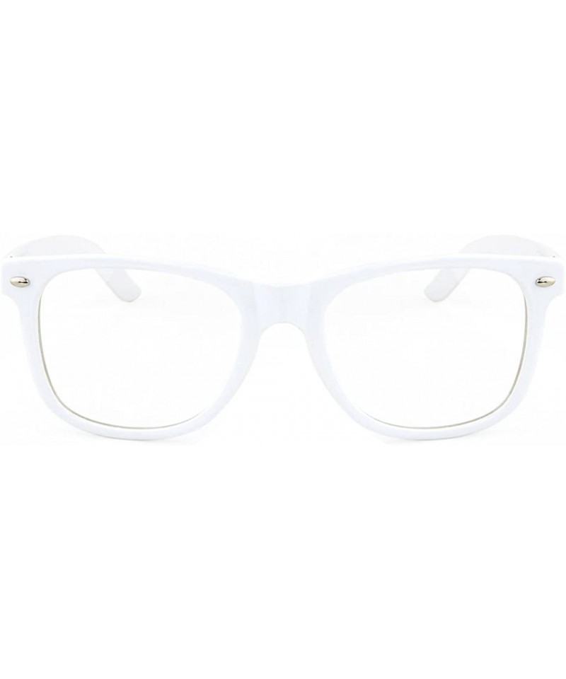 Wayfarer 80s Retro Eyeglasses Non Prescription Glasses Clear Lens (WHITE - clear) - CU11F55NQFN $8.04