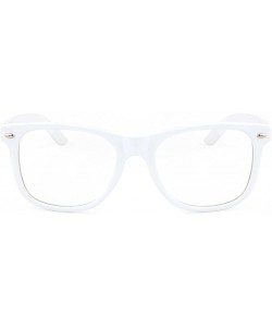 Wayfarer 80s Retro Eyeglasses Non Prescription Glasses Clear Lens (WHITE - clear) - CU11F55NQFN $8.04