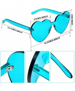 Rimless Heart Shaped Sunglasses Rimless Heart Transparent Colored Glasses - Blue - CQ196SYXS0X $10.78