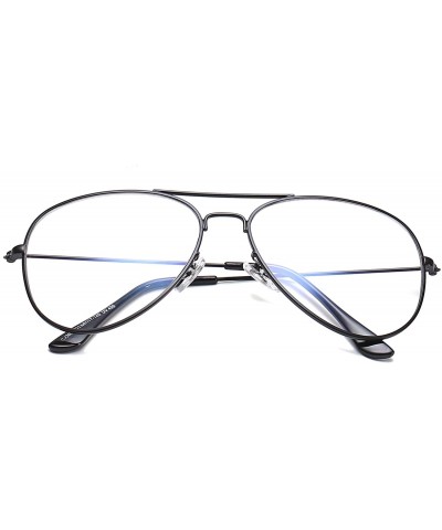 Aviator Classic Polarized UV400 Aviator Sunglasses Fashion Clear Glasses Men Women - Black - CS18L0M2ZLS $7.61