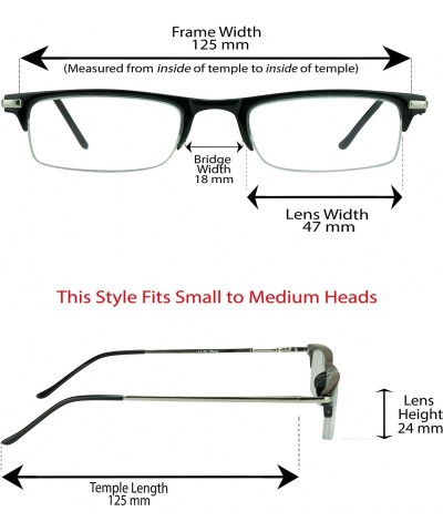 Semi-rimless Reading Glasses Thin Semi Rimless rectangular Frame 2 Pairs Multi Pack Men Women - Black & Tortoise - CA1885W67R...
