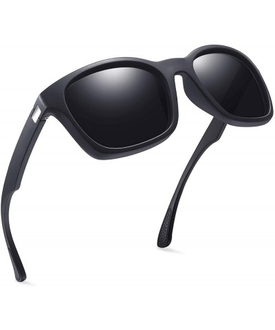 Oversized Square Sunglasses Polarized for Men - Retro Men's Driving Sunglasses Oversized E8921 - Matte Black - C4185SHRYNM $9.53