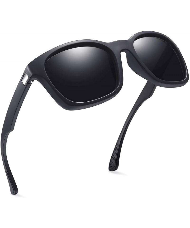 Oversized Square Sunglasses Polarized for Men - Retro Men's Driving Sunglasses Oversized E8921 - Matte Black - C4185SHRYNM $9.53