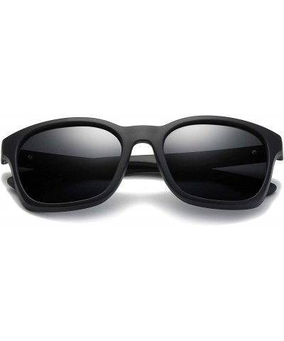 Oversized Square Sunglasses Polarized for Men - Retro Men's Driving Sunglasses Oversized E8921 - Matte Black - C4185SHRYNM $9.53