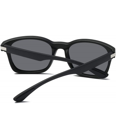 Oversized Square Sunglasses Polarized for Men - Retro Men's Driving Sunglasses Oversized E8921 - Matte Black - C4185SHRYNM $9.53