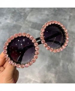 Oversized Fashion Luxury Round Sunglasses Women Vintage Oversized Rhinestone Sun Glasses Men Eyewear Oculos De Sol UV400 - CR...