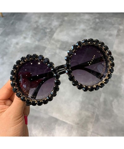 Oversized Fashion Luxury Round Sunglasses Women Vintage Oversized Rhinestone Sun Glasses Men Eyewear Oculos De Sol UV400 - CR...