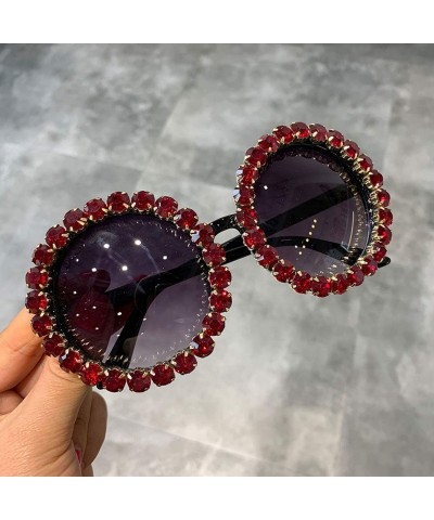 Oversized Fashion Luxury Round Sunglasses Women Vintage Oversized Rhinestone Sun Glasses Men Eyewear Oculos De Sol UV400 - CR...