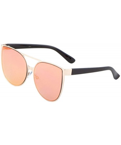 Cat Eye Pink Flat Lens Semi Rimless Cat Eye Sunglasses - CA19089ZOUU $17.41