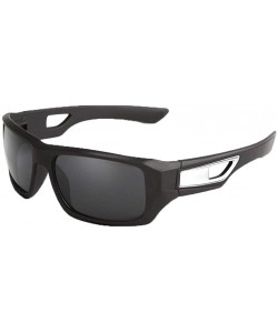 Rectangular Sport Sunglasses Fashion Polarized Sunglasses Outdoor Riding Glasses Sports Sunglasses Adult - Black&silver - CR1...