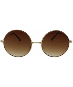 Round Enzo - Round Metal Sunglasses with Microfiber Pouch - Gold / Brown - C1187U9Q860 $13.01