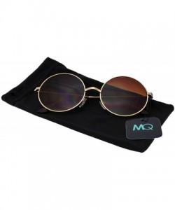 Round Enzo - Round Metal Sunglasses with Microfiber Pouch - Gold / Brown - C1187U9Q860 $13.01