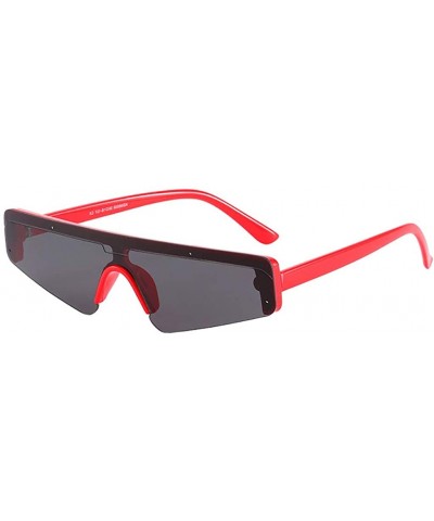 Rectangular Unisex Sunglasses-Retro Vintage Eye Eyewear Fashion Radiation Protection - Red - CV18OA4RUX9 $5.82