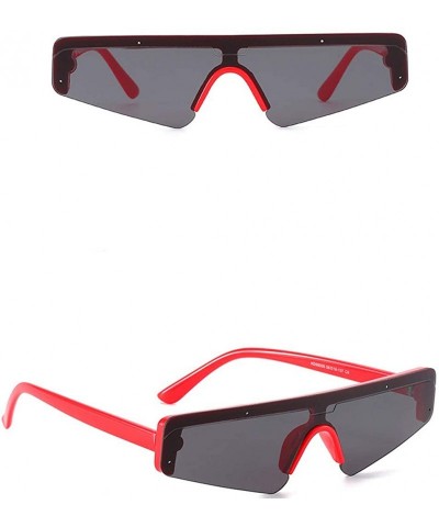 Rectangular Unisex Sunglasses-Retro Vintage Eye Eyewear Fashion Radiation Protection - Red - CV18OA4RUX9 $5.82