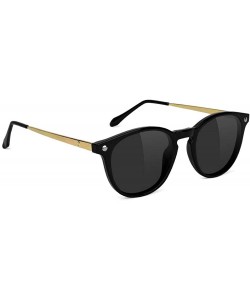Round Aria Premium Polarized Sunglasses 100% UV Protected - Black/Gold - CS18S23H8U5 $41.96