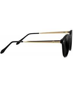 Round Aria Premium Polarized Sunglasses 100% UV Protected - Black/Gold - CS18S23H8U5 $65.17