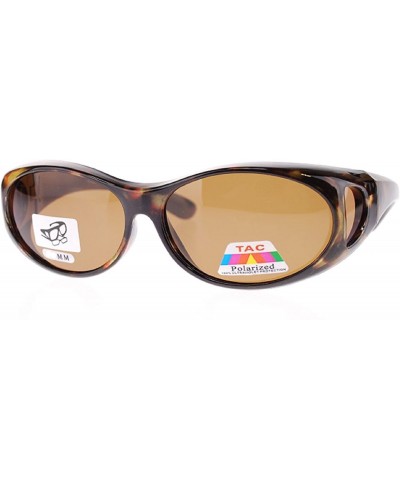 Round Unisex Polarized Fit Over Sunglasses Wear Over Cover Over Glasses - Tortoise - CN12NT8AR9B $14.87