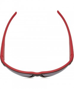 Rectangular Men's PLD7006/S Rectangular Sunglasses- Matte Black Red/Polarized Gray Silver Mirrored- 64mm - C812MYLFPVZ $37.97