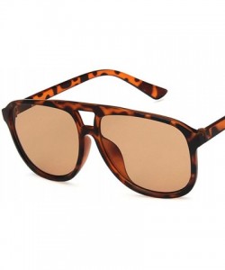 Rectangular Unisex Sunglasses Fashion Blue Drive Holiday Rectangle Non-Polarized UV400 - Leopard Brown - CL18RLIA6QZ $10.33