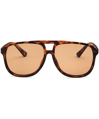 Rectangular Unisex Sunglasses Fashion Blue Drive Holiday Rectangle Non-Polarized UV400 - Leopard Brown - CL18RLIA6QZ $10.33