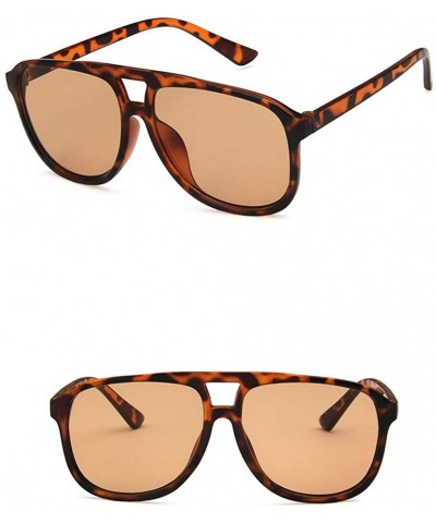 Rectangular Unisex Sunglasses Fashion Blue Drive Holiday Rectangle Non-Polarized UV400 - Leopard Brown - CL18RLIA6QZ $10.33