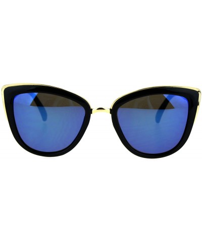 Cat Eye Womens Gothic Retro Oversize Cat Eye Fashion Sunglasses - Black Blue - CL184IXR9AA $11.21