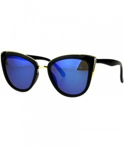 Cat Eye Womens Gothic Retro Oversize Cat Eye Fashion Sunglasses - Black Blue - CL184IXR9AA $11.21