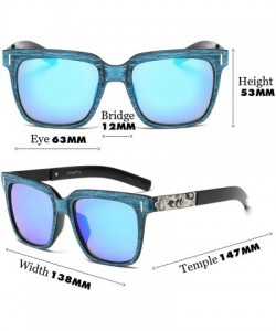 Square Unisex UV Protection Polarized Vintage Woodlike Frame Sunglasses For Men/Women - Gray/Silver - CK199TYY3S9 $14.88