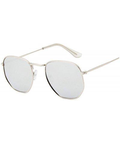 Square N Black Sunglasses Women Small Square Sunglases Men Metal Frame Driving Fishing Sun Glasses Female - Silversilver - CN...