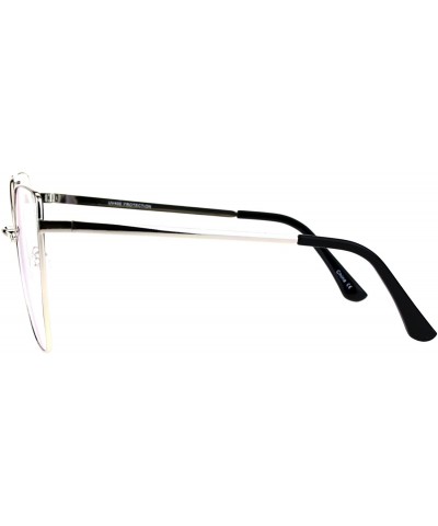 Oversized Womens Gothic Retro Squared Futurism Flat Panel Clear Lens Eye Glasses - Silver - CV182ID2URR $11.07