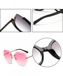 Oversized Charm Women Rimless Rimmed Oversized UV 400 Sunglasses - Gold Frame Gradient Pink Lens C2 - CQ18DOTLMTZ $12.56