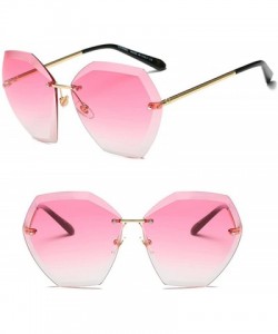 Oversized Charm Women Rimless Rimmed Oversized UV 400 Sunglasses - Gold Frame Gradient Pink Lens C2 - CQ18DOTLMTZ $12.56