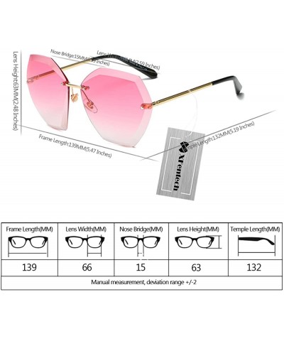 Oversized Charm Women Rimless Rimmed Oversized UV 400 Sunglasses - Gold Frame Gradient Pink Lens C2 - CQ18DOTLMTZ $12.56