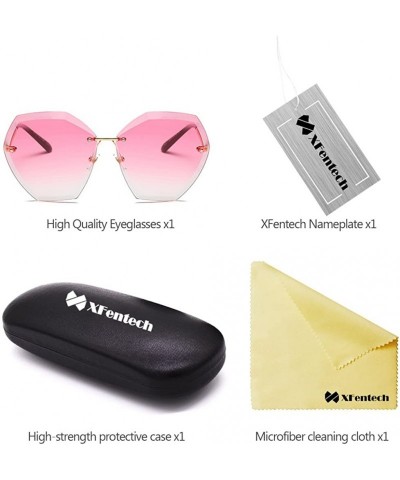 Oversized Charm Women Rimless Rimmed Oversized UV 400 Sunglasses - Gold Frame Gradient Pink Lens C2 - CQ18DOTLMTZ $12.56