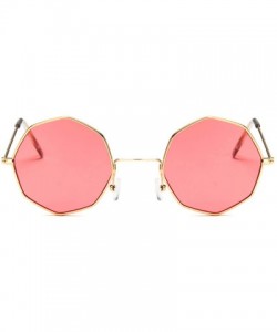 Oval Octagon Yellow Red Round Sun Glasses Women Mirror Retro Luxury Oval Small Sunglasses Oculos De Sol - Gold Blue - CI197Y7...