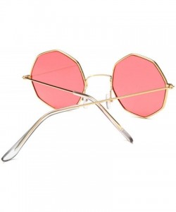 Oval Octagon Yellow Red Round Sun Glasses Women Mirror Retro Luxury Oval Small Sunglasses Oculos De Sol - Gold Blue - CI197Y7...