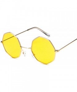 Oval Octagon Yellow Red Round Sun Glasses Women Mirror Retro Luxury Oval Small Sunglasses Oculos De Sol - Gold Blue - CI197Y7...