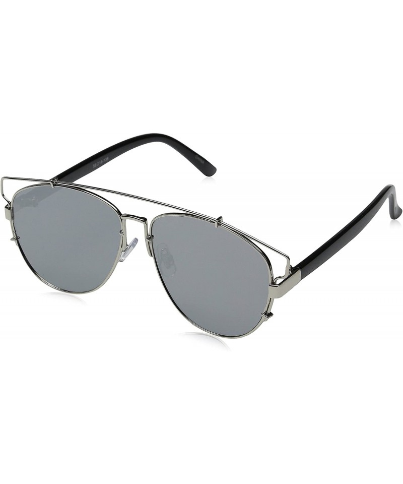 Aviator Technologic Full Metal Crossbar Flash Mirror Flat Lens Aviator Sunglasses - (Silver / Full Mirror) - C112ECUDTI5 $11.69