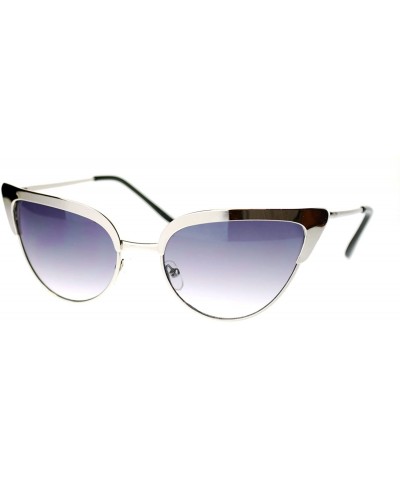 Cat Eye Womens Full Metal Frame Classic Retro Diva Cat Eye Sunglasses - Silver - C711TDG8JXT $10.65