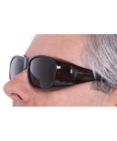 Round Unisex Polarized Fit Over Sunglasses Wear Over Cover Over Glasses - Black Grey - CZ12IDLJIJ3 $10.74