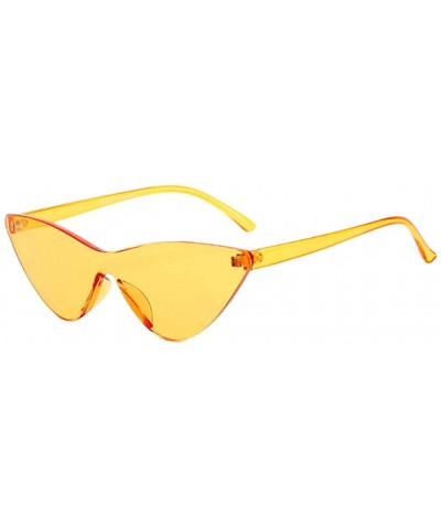 Rimless Colorful Rimless Transparent Cat Eye Sunglasses for Women Tinted Candy Colored Glasses - Yellow - CX18NCZIWRO $16.15